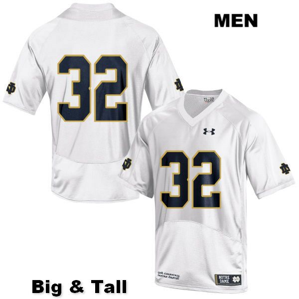 Men's NCAA Notre Dame Fighting Irish #32 Mick Assaf Stitched College Under Armour Authentic White Big & Tall No Name Football Jersey RA10K85YI